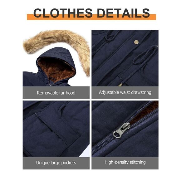 NEW FARVALUE Coat Hooded Puffer Thicken Parka Jacket XL - Picture 4 of 7